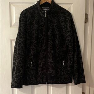 Karen Scott Black Jacket with Elegant Swirl Design